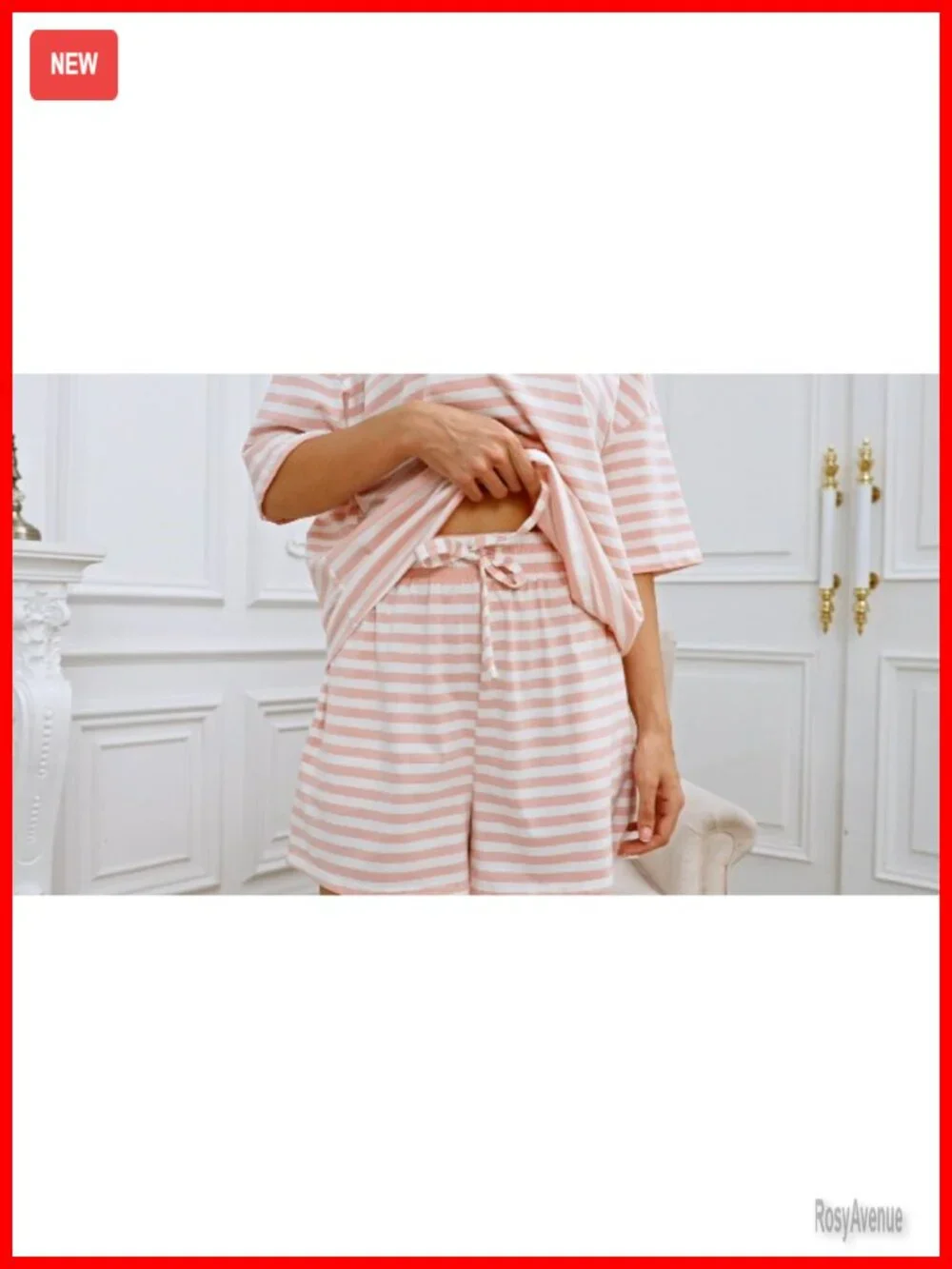 Women 2 Piece Striped Pajama Shorts Set Cotton Blend Lounge Outfits
